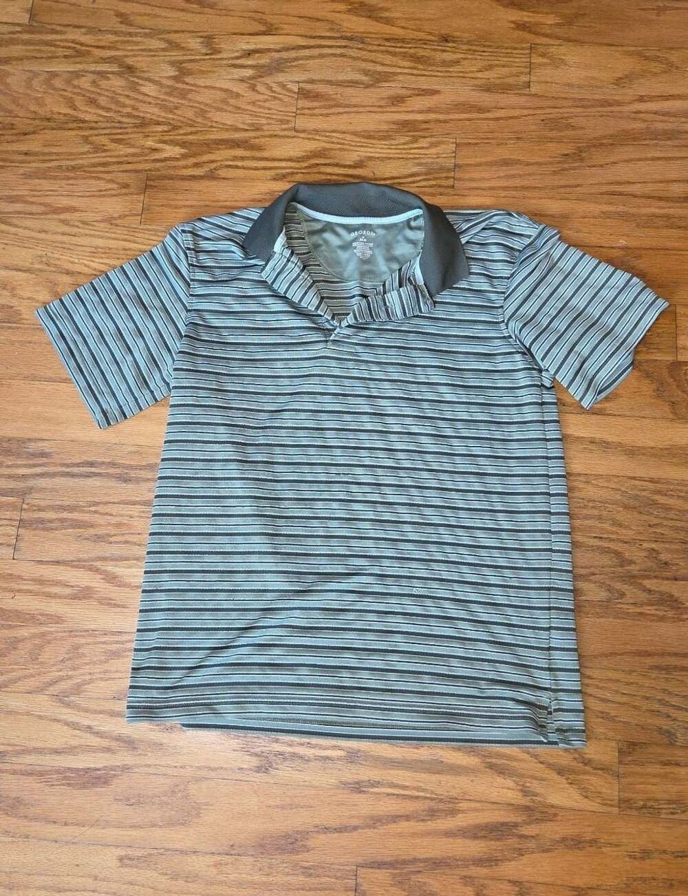 George Men's Striped Short Sleeve Polo Shirt Green Size M 38-40